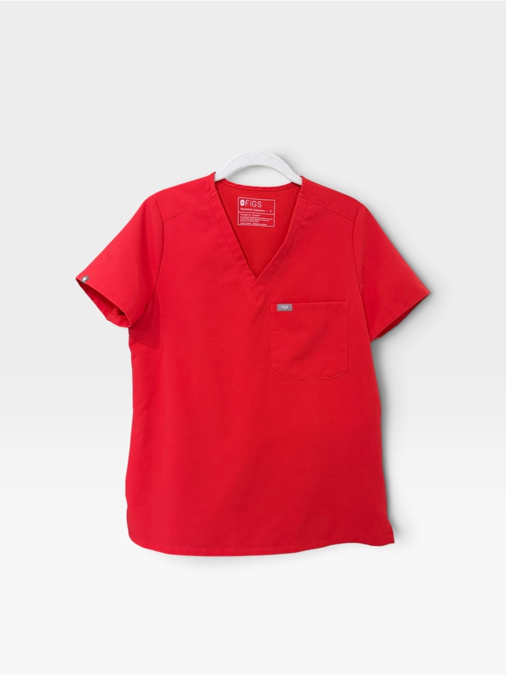 Figs Neon Red Catarina V-Neck Scrub Top - hard to find color Small Like new